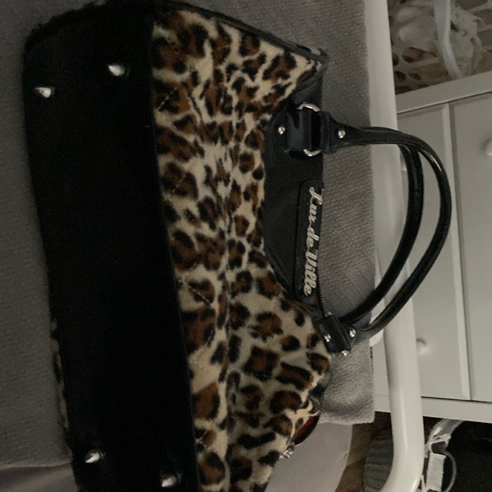 Lux de Ville Leopard Print Satchel with Black Trim